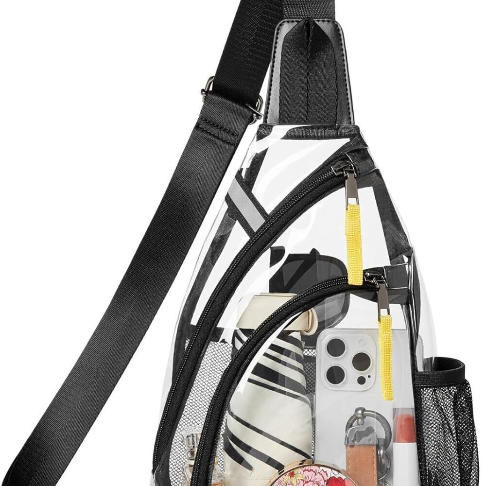 Clear Stadium Bag Unisex TPU Waterproof Crossbody with Adjustable Strap - Picture 8 of 8